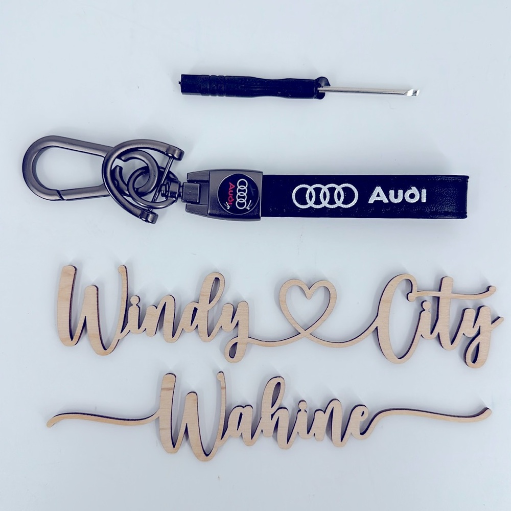 NWT Audi Black Leather Keychain